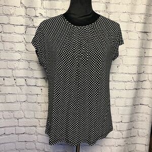 Chaps Sleeveless Mini Square Pullover Stretch Top Black & Cream Large EUC